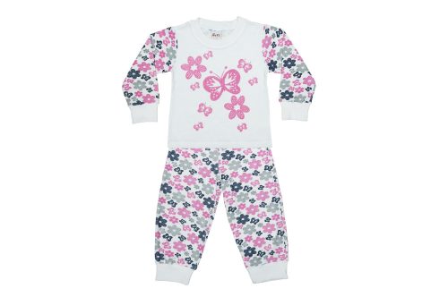 Virágos, pillangós baba/gyerek pizsama (méret: 86-