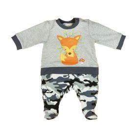   Róka mintás belül bolyhos| hosszú ujjú rugdalózó (méret: 56-74)