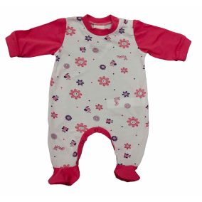 Hosszú ujjú vékony pamut rugdalózó Virágos mintával