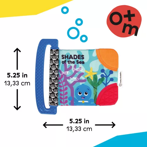 BABY EINSTEIN Puha könyv rágókával és textúrákkal Shades of the Sea™, 0m+