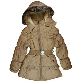 Bélelt, vízlepergetős, kapucnis lányka télikabát (