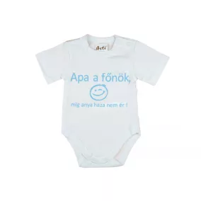 Feliratos rövid ujjú kombidressz Főnök fehér