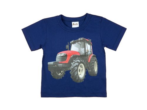 Fiú rövid ujjú póló traktor mintás sötétkék