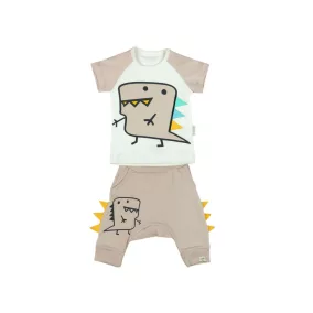   Kisfiú bébi 2 részes Sárkányos szett bézs (méret:56-68)
