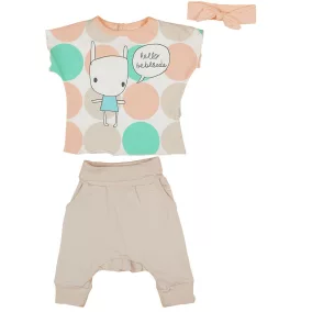   Kislány bébi 3 részes nagy pöttyös szett pink (méret:56-68)