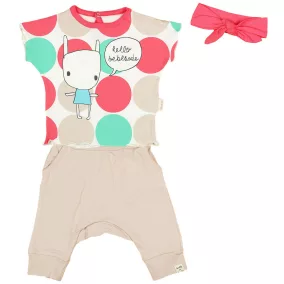   Kislány bébi 3 részes nagy pöttyös szett pink (méret:56-68)