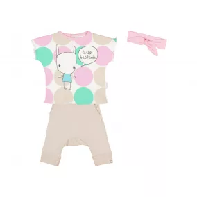   Kislány bébi 3 részes nagy pöttyös szett pink (méret:56-68)