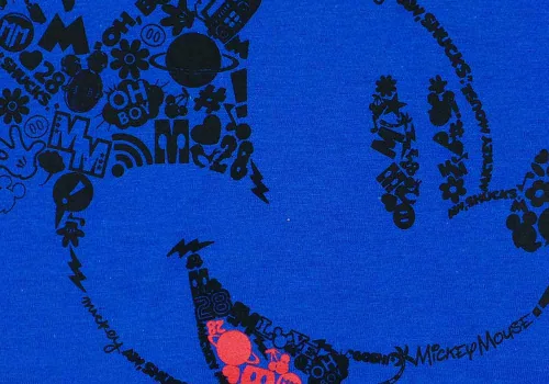 Rövid ujjú férfi póló Mickey egér mintával kék színben