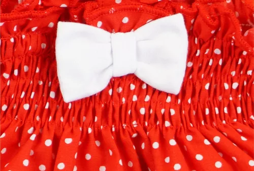 2 részes kislány nyári szett rövidnadrággal, tunikával Minnie egér mintával piros színben