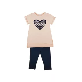 Lányka 2 részes szív mintás póló/leggings szett