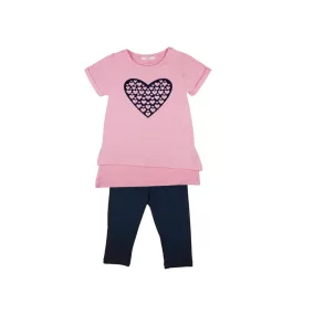 Lányka 2 részes szív mintás póló/leggings szett
