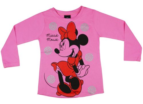 Disney Minnie lányka hosszú ujjú póló piros glitte