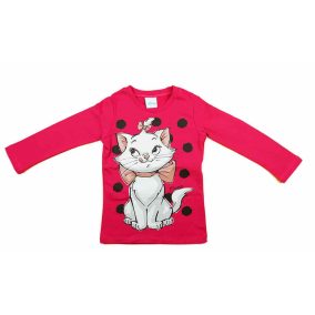   Hosszú ujjú belül bolyhos kislány póló Marie cica mintával