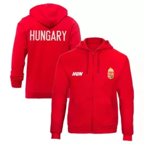   Magyarország pulóver felnőtt kapucnis-zippes HUNGARY piros
