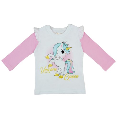 Unicorn Queen Unikornis hosszú ujjú fodros vállú lányka póló My little pony mintás fodros ujjú kislány póló.