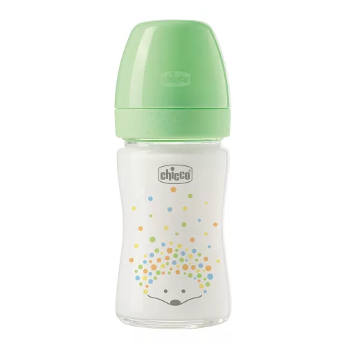 CHICCO Üvegből készült cumisüveg Perfect Easy 150 ml, lassú szilikon áramlás, semleges, 0m+