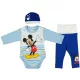 Disney Mickey csíkos| csillagos 3 részes (sapka+body+nadrág) szett