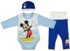 Disney Mickey csíkos| csillagos 3 részes (sapka+body+nadrág) szett