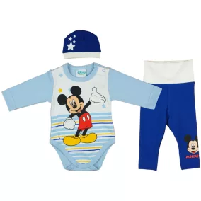   Disney Mickey csíkos| csillagos 3 részes (sapka+body+nadrág) szett