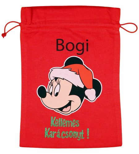 Disney Minnie textil mikulás zsák egyedi felirattal