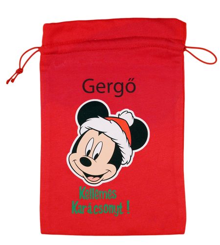Disney Mickey textil mikulás zsák egyedi felirattal