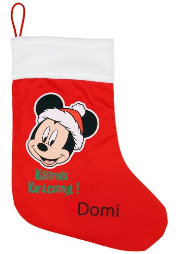 Disney Mickey textil mikulás csizma egyedi felirattal