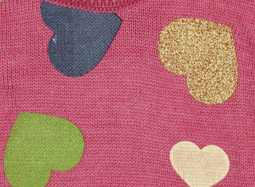 Lányka kötött pulóver szívekkel nyomott (TUR)