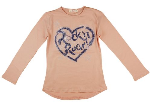 "Rock'n Roar" feliratos glitteres hosszú ujjú lányka póló