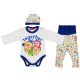 Fisher-Price 3 részes (body+nadrág+sapka) szett