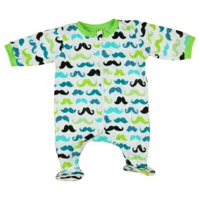 Bajusz mintás fiú rugdalózó 86-os cipzáras