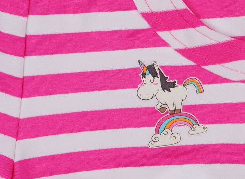 Unikornis kislány fehér-pink csíkos rövidnadrág
