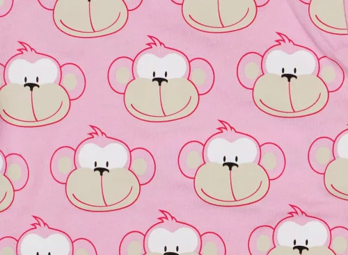 Monkey majom mintás rövid ujjú baba body (kombidressz) rózsaszín