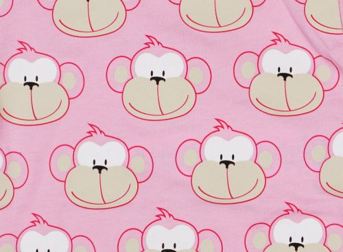 Monkey majom mintás rövid ujjú baba body (kombidressz) rózsaszín
