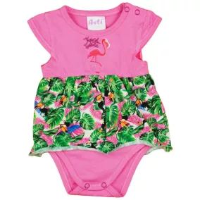 Tukán madár mintás baba body (kombidressz) pink