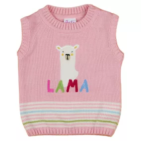 Láma mintás kislány kötött mellény