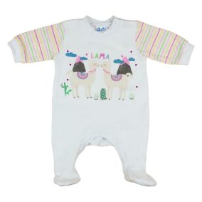 Láma és kaktusz mintás kislány baba rugdalózó