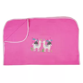 Világos pink, pamut babatakaró Láma mintával 70x90 cm