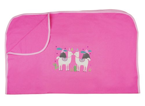 Világos pink, pamut babatakaró Láma mintával 70x90 cm