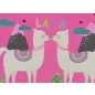 Világos pink, pamut babatakaró Láma mintával 70x90 cm