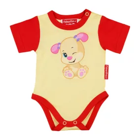   Fisher-Price Kutyushugi mintás baba body (kombidressz) sárga