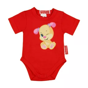   Fisher-Price rövid ujjú| vékony pamut nyári baba body piros