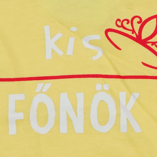 "Kis főnök" feliratos rövid ujjú baba body sárga