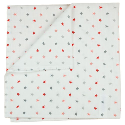 Textil tetra pelenka 75x75 cm - piros csillagos