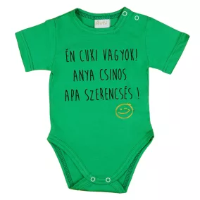 Feliratos rövid ujjú baba body
