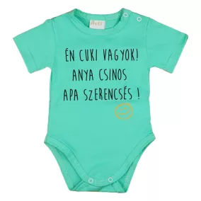 Feliratos rövid ujjú baba body