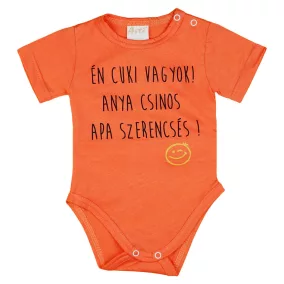 Feliratos rövid ujjú baba body