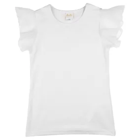 Fehér, alkalmi fodros ujjú kislány felső