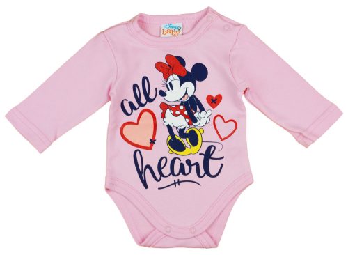 Disney Minnie hosszú ujjú vállon patentos baba body rózsaszín
