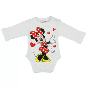 Disney Minnie szívecskés hosszú ujjú baba body fehér