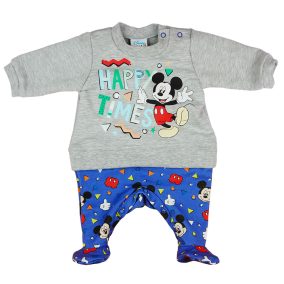   Disney Mickey Happy times hosszú ujjú belül bolyhos rugdalózó